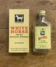 Vintage White Horse Whisky Empty Small Bottle & Box