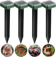 4 x Sonic Mole Deterrent, Waterproof Solar-Powered Ultrasonic Pest Repellent