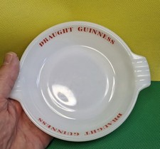 Stylish Vintage Guinness White Glass Ashtray – Nazeing Glass Works – Made in uk