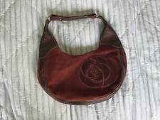 Billy Bag - Burgundy leather & suede flower decoration shoulder bag