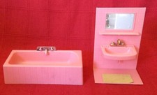 Jean W. Germany Dolls House Pink Bath & Sink Unit Vintage