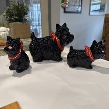 Vintage UCGC Scottish Terrier Dog Salt & Pepper Shaker Set Black  piggy Bank Set