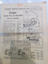 SINGER SUPER TEN SALOON & ROADSTER MOTOR TRADER TECHNICAL DATA/SERVICE BULLETIN