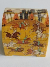 Persian/Indian Bone Ring Jewellry Box Polo Players Minature Artwork