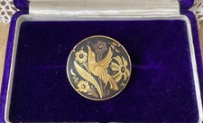 Pretty Damascene Bird Brooch 