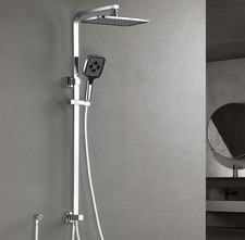 SonTiy Square Shower Riser Rail Kit, XXL Rainfall Shower Head and Hose Set