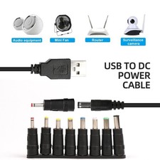 8 in 1 Universal Power Cable USB to DC 5.5 * 2.1mm Jack 5V Charging Cord