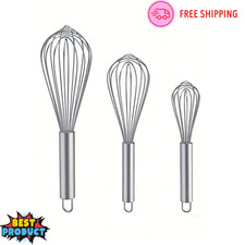 Stainless Steel Hand Whisk Mixer Balloon Egg Milk Beater Kitchen Cooking UK Tool