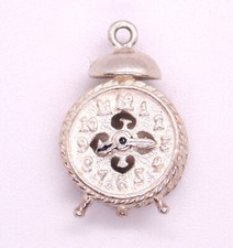 (R210) silver alarm clock charm pendant jewellery