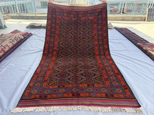 Blue vintage afghan - blue,