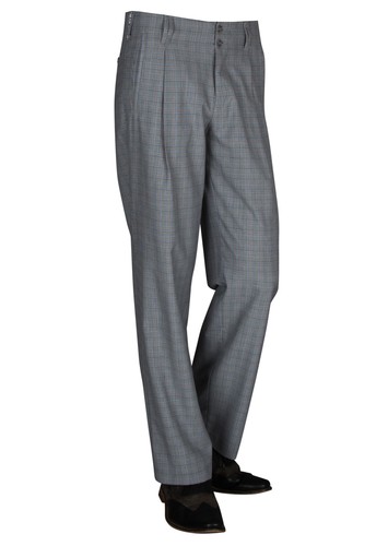 Mens pleated trousers check - pleated,