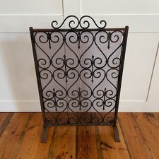 Antique Black Cast Iron Metal Fire Screen Guard Fireguard Vintage Victorian Old