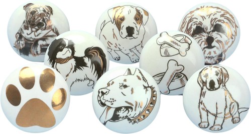Dog ceramic door knobs - door,