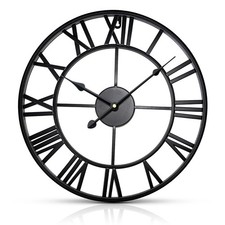 Large Roman Metal Skeleton Wall Clock Vintage Open Back Design 40 to 88cm Black