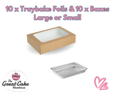 Bulk Traybake or Brownie Foils and Kraft Brown Boxes Pack of 10 - Large or Small