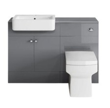 Bathroom Suite Combined Furniture Vanity Unit Sink Toilet Set & BTW Grey 1160 UK