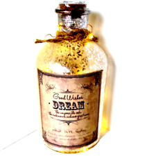 Vintage Mercury Glass Bottle Led Lamp Decor Flower Vase Good Wishes, Nice Gift