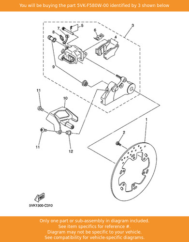 Yamaha caliper assy - caliper, rear