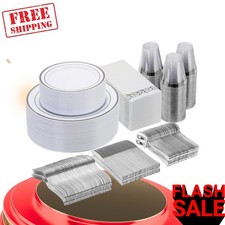 NEW 350PCS Silver Dinnerware