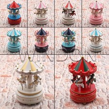 Wind up Musical Horses Carousel Music Box Merry-Go-Round UK