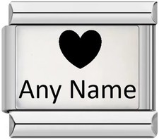 Custom Italian Charm Name Heart Laser Engraved Link Bracelet