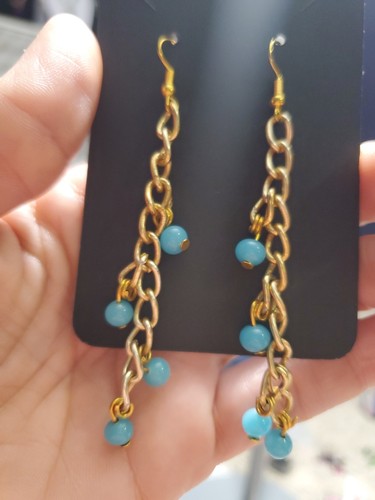 Upcycled turquoise beads and - turquoise,