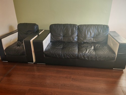 Dfs leather sofa and single - leather,