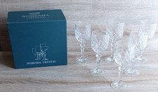 Vintage Bohemia Crystal Flamenco Goblet Glasses X6 Five 170ml & One 270ml