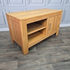 Rustic Solid Oak TV Media Unit Cabinet - Shelves & Cupboard – Vintage Wooden