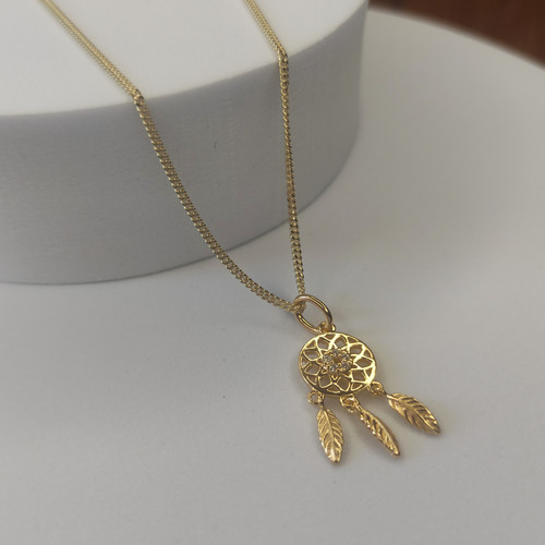 Gold silver dreamcatcher - on,