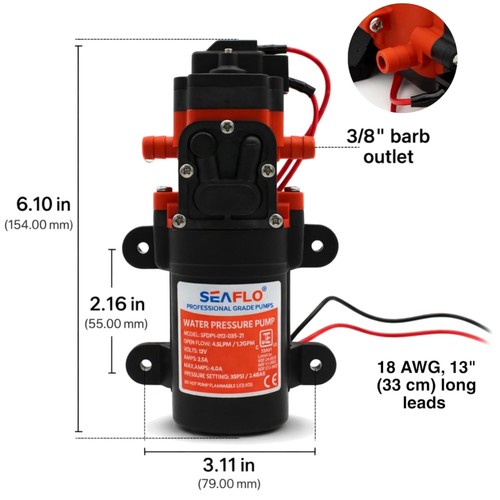 Quiet 12v water pump - water, 1.2