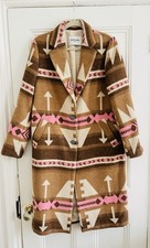 Navajo Coat In Warm Cinnamon, Soft Pinks & Turquoise Buttons NEW 12/14 UK