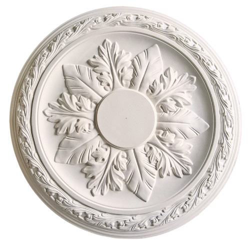 Plaster ceiling rose with oak