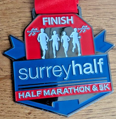 Surrey half marathon medal - half,