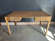 Vintage Writing Desk Leather Top With Two Drawers