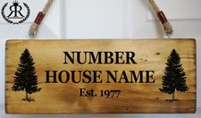 Personalised Forest Log Cabin Gate Sign - House Name Plate LG