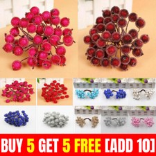 40 Head Artificial Frosted Holly Berry Flowers Fruit Home Wedding Party Decor UK