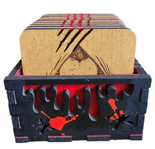 Horror Movie Coaster Set Wooden Drinks Coasters Freddy Jason Michael Chucky