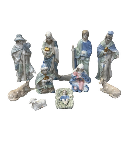 Vtg porcelain nativity set - porcelain, 10