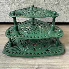 Vintage Green Cast Iron Corner Plate Stacker/Holder