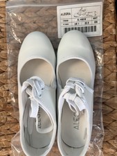 Alegra Women's Tap Shoes Size 1 White Teletone Taps Lace Up New BNWT