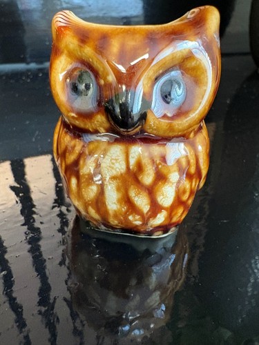 Vintage miniature ceramic owl - vintage,