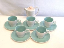 Poole Pottery Twin Tone Ice Green Seagull 5 Cups & Saucers