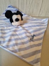 Disney Tesco Mickey Mouse Baby Comforter Blue Striped Blankie Soother Soft Toy