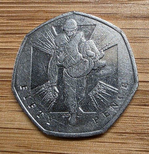 Rare 50p coin wounded soldier - rare,