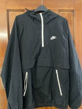 Nike Mens Black 1/4 Zip Hooded Windbreaker Jacket Size S Lightweight Showerproof