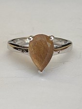 Unique Sterling Silver Rutilated Quartz And Brown Diamond Ring Size R