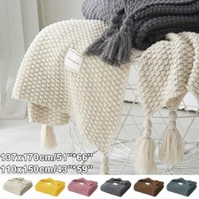 Knitted Blankets Tassels Sofa Bed Travel Throw Blankets Warm Soft Nap Blankets