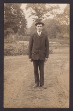 Antique RPPC Man In Garden -