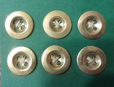BRITISH ARMY BATTLEDRESS BRASS FOUR HOLE 17mm BUTTONS. 6 IN TOTAL. 